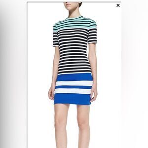 T by Alexander Wang Multi-Stripe Fitted Knit Dress